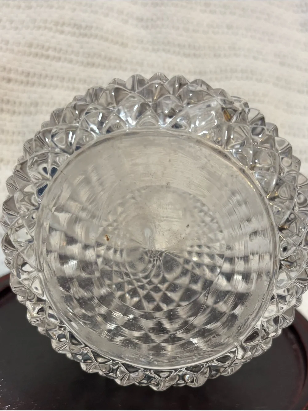 Vintage Clear Glass Diamond Pattern Sugar Shaker / Dispenser Base